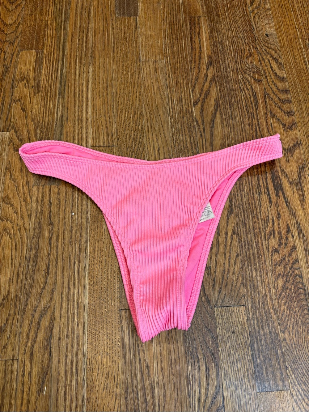 Hollister Pink Ribbed V-Front High-Leg Cheeky Bikini Bottoms Size Medium